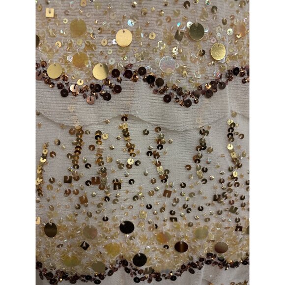 Basix II Gold Sequin Beaded Sleeveless Cocktail Dress Burlesque Style 4P - Picture 9 of 11